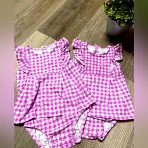 *Set of 2* Carters One Piece Plaid Ruffle Outfit